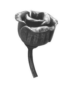 Pączek róży stalowy ozdobny H 60 x L 45 mm