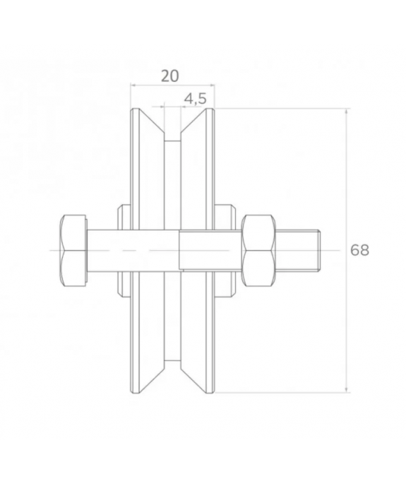 Rolka jezdna stalowa typu "V" Fi 68x20 mm