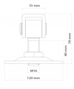 Zawias regulowany - szyld prostokątny M16 120x70