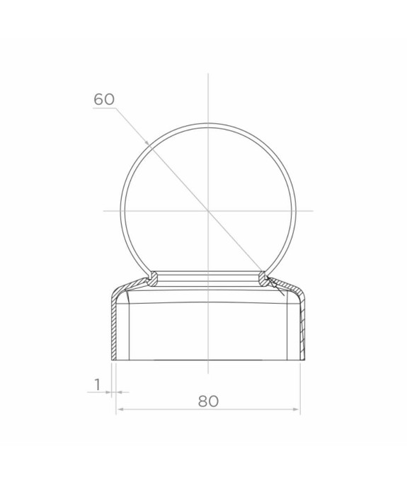 Daszek stalowy surowy 80x80 mm z kulą fi 60 mm