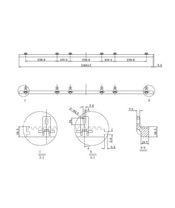 Listwa zębata tworzywo L 1000x20 mm