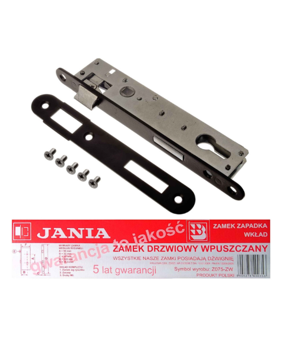 Zamek na wkładkę wąski 90x22 JANIA zapadkowy