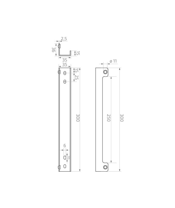 Zaczep furtki 300x36 mm, ocynkowany, czarny