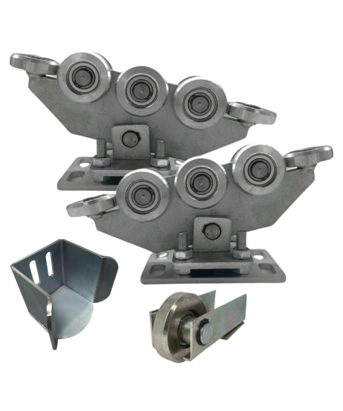 Zestaw wózków metalowych 8 rolkowych z akcesoriami do profilu 80x80