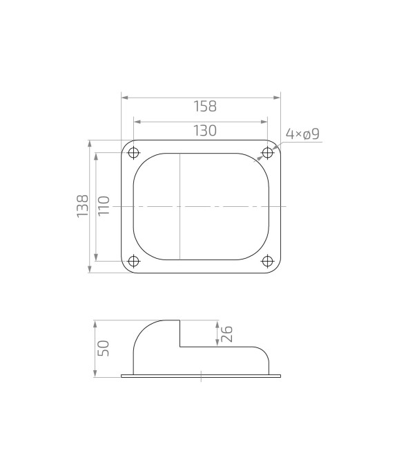 Stoper do bram skrzydłowych 158x138xH50 mm