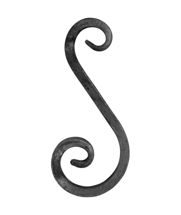 Spirala kuta typu S o wysokości 250mm i szerokości 105mm z pręta kwadratowego 12x12mm