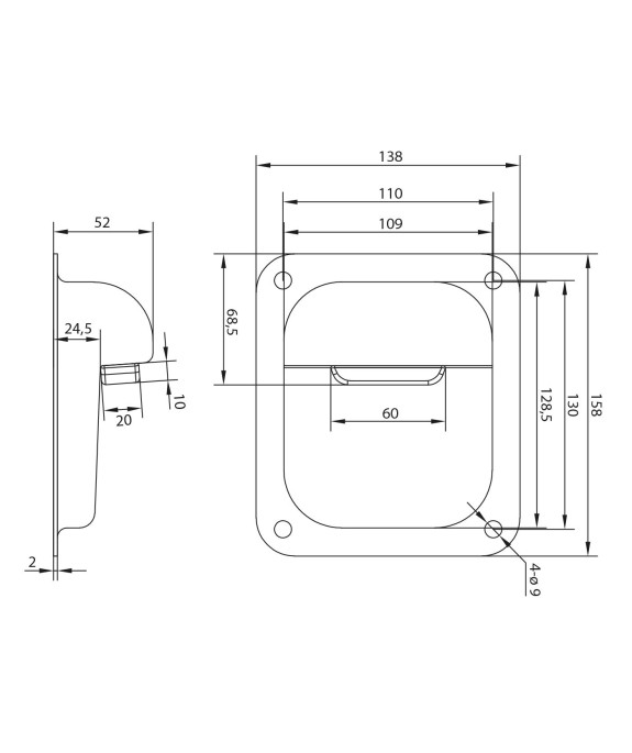 Stoper do bram skrzydłowych 158x138/H50 mm  z gumowym odbojem