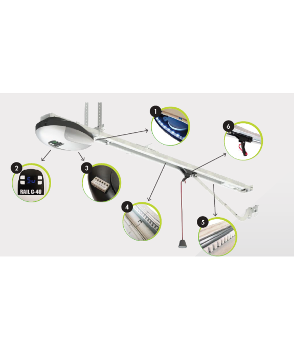 ROGER Zestaw SET C40/3301 24V do bram garażowych o wysokości do 2,3 m z jednoczęściową prowadnicą 3 m