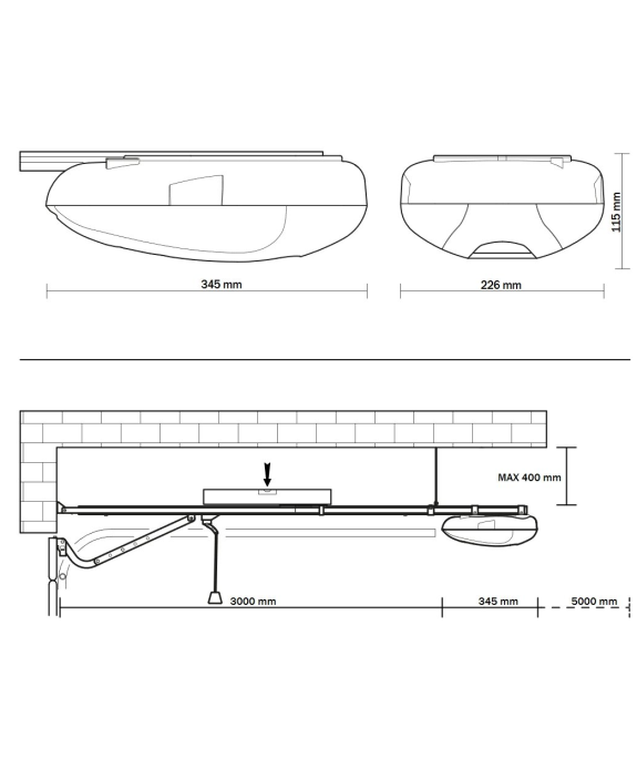 ROGER Zestaw SET C40/3301 24V do bram garażowych o wysokości do 2,3 m z jednoczęściową prowadnicą 3 m