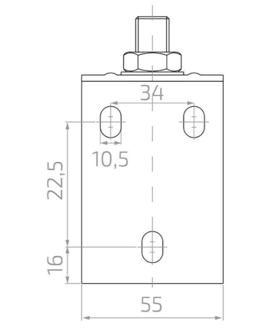 Prowadzenie górne regulowane do bram przesuwnych 160 mm z rolką Fi 30 mm
