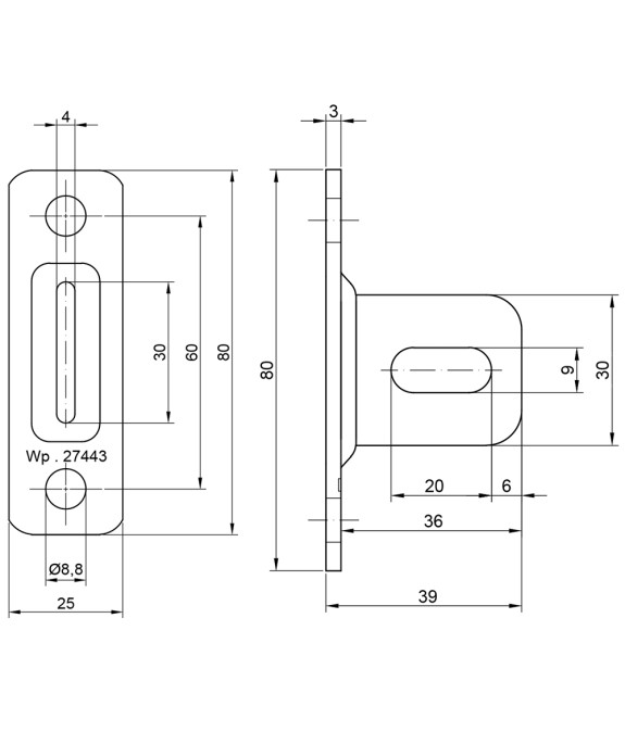 Łącznik stalowy ocynkowany do przęsła ogrodzeniowego H80xL25x3 mm - antracyt