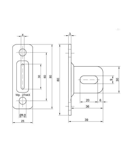 Łącznik stalowy ocynkowany do przęsła ogrodzeniowego H80xL25x3 mm - czarny