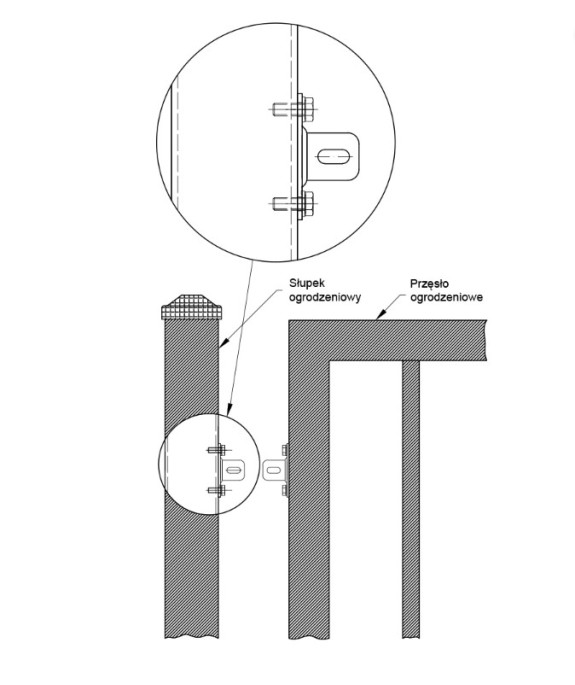 Łącznik stalowy ocynkowany do przęsła ogrodzeniowego H80xL25x3 mm - czarny