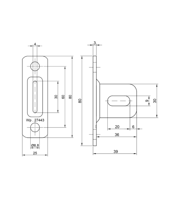 Łącznik stalowy ocynkowany do przęsła ogrodzeniowego H80xL25x3 mm