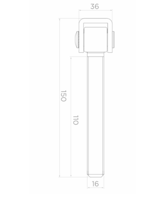 Zawias regulowany M16, długi 150mm