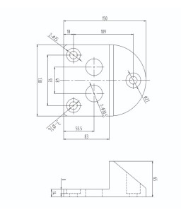 Stoper do bram skrzydłowych 130x150/H65 mm