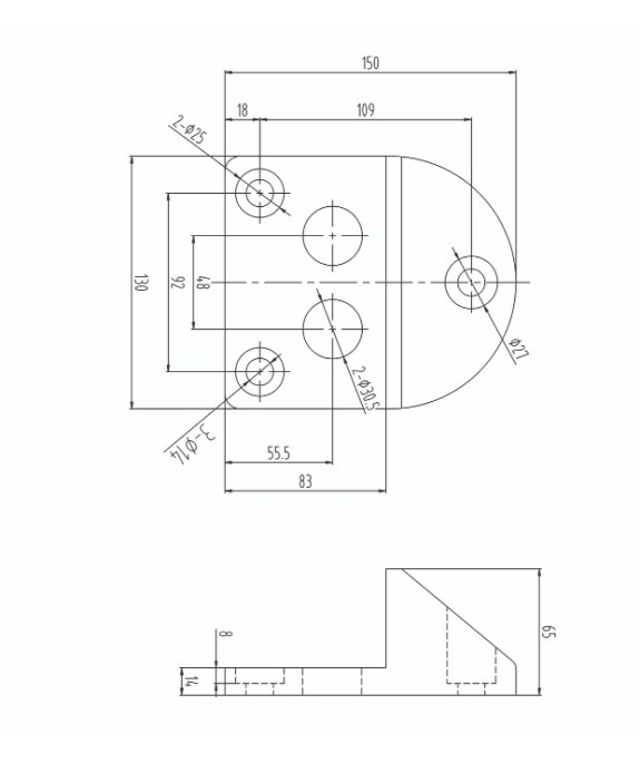Stoper do bram skrzydłowych 130x150/H65 mm