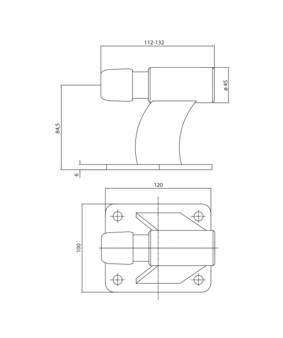 Odbojnik bramowy ze sprężyną i gumową końcówką 100x120 mm