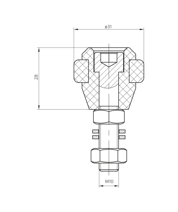 Rolka prowadząca gumowa Fi 31 mm do bram przesuwnych