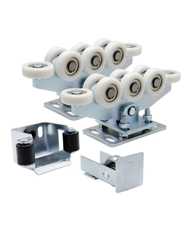 Zestaw wózków 8-rolkowych z tworzywa, z akcesoriami do profilu 80x80 mm