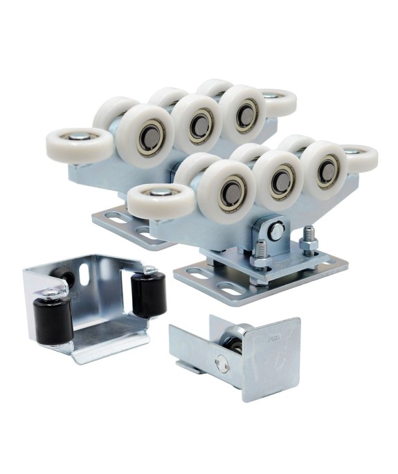 Zestaw wózków 8-rolkowych z tworzywa, z akcesoriami do profilu 80x80 mm