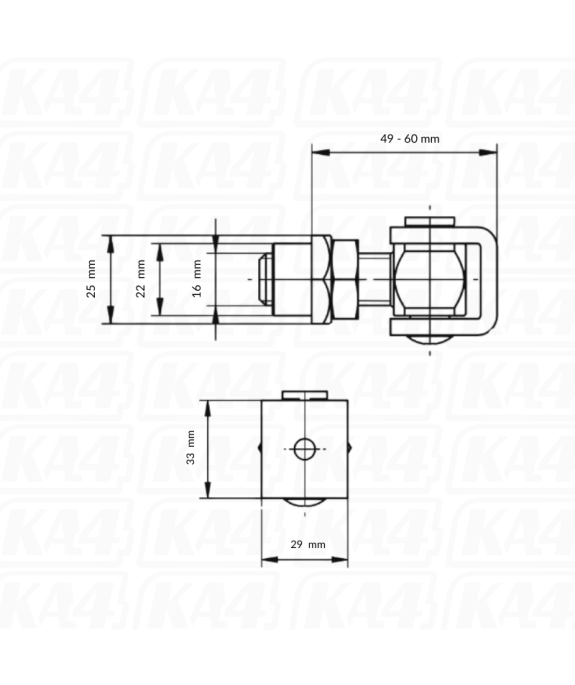Zawias metalowy regulowany ocynkowany M16
