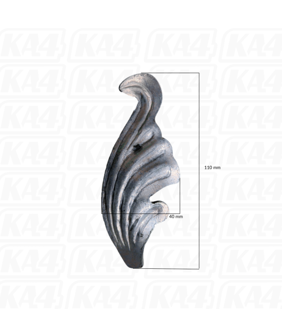 Liść stalowy ozdobny H110 x L40 x 2 mm, lewy