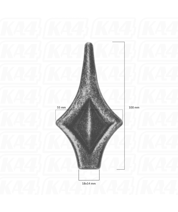 Grot stalowy 18x14 mm / H100 x L55 mm