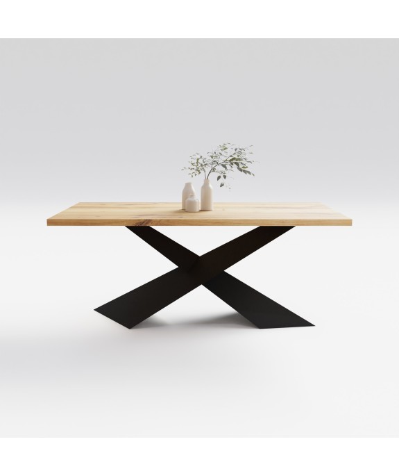 Stół loftowy Everest z drewna dębowego i stali