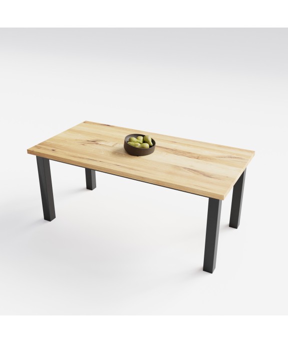 Stół loftowy z dębowym blatem i klasycznym stalowym stelażem