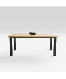 Stół loftowy z dębowym blatem i klasycznym stalowym stelażem