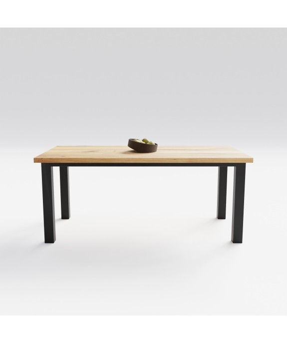 Stół loftowy z dębowym blatem i klasycznym stalowym stelażem