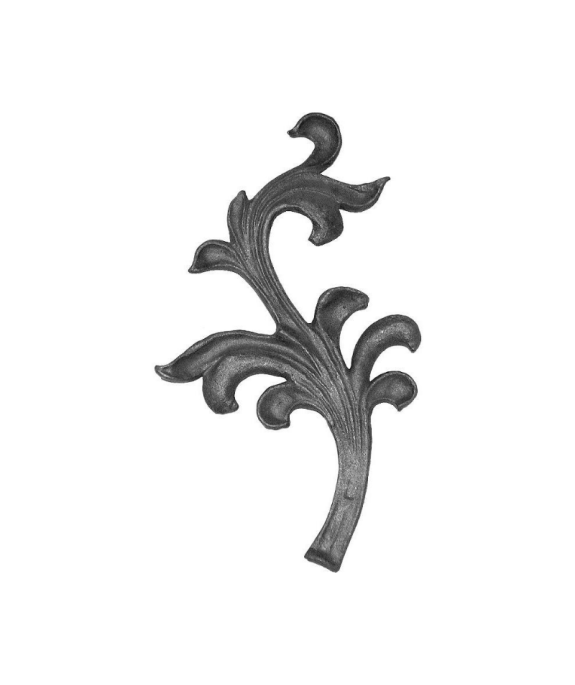 Liść ozdobny stalowy H225 x L130 x 4 mm, prawy