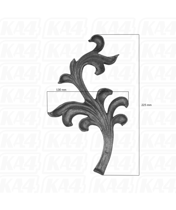 Liść ozdobny stalowy H225 x L130 x 4 mm, prawy