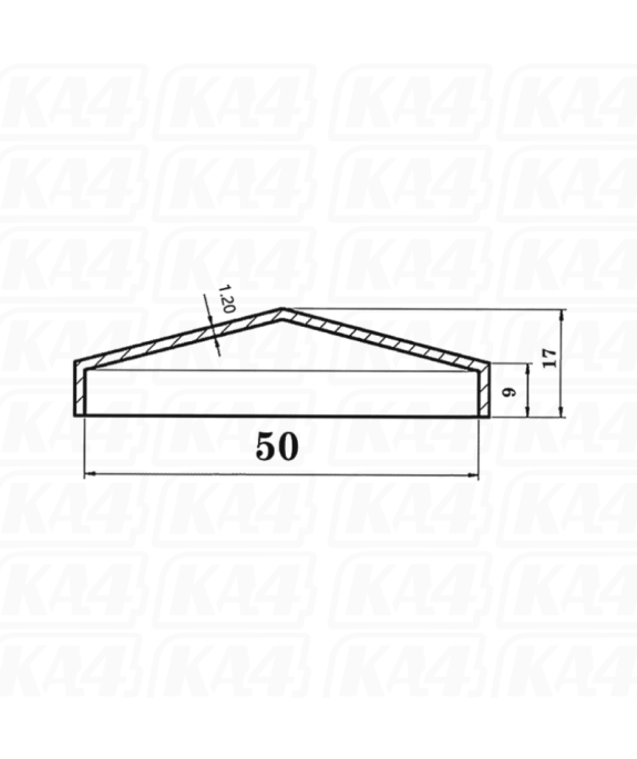 Daszek stalowy, kopertowy na słupek 50x50 mm