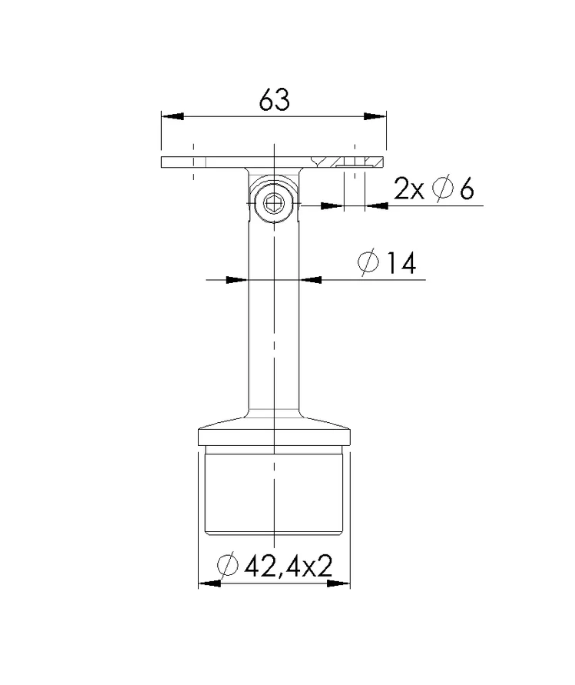 Podpora poręczy nierdzewna fi 42,4  satyna