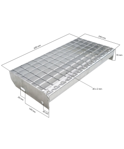 Krata stopień 600x240 pł 30x2 oczko 34x38 mm ocynk