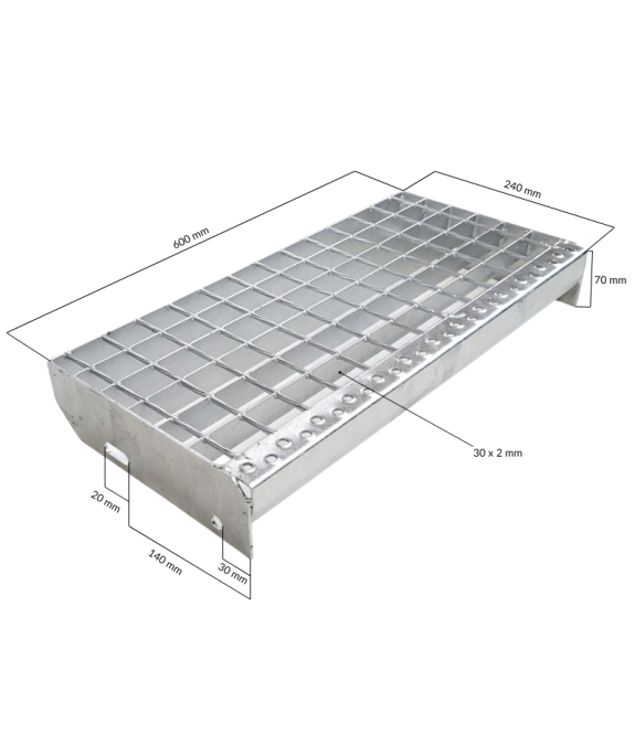 Krata stopień 600x240 pł 30x2 oczko 34x38 mm ocynk