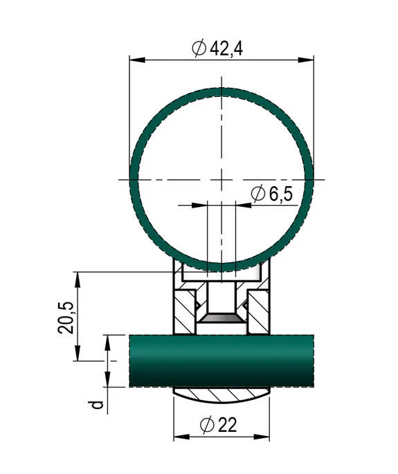 Uchwyt przelotowy do pręta fi 10/22 mm satyna