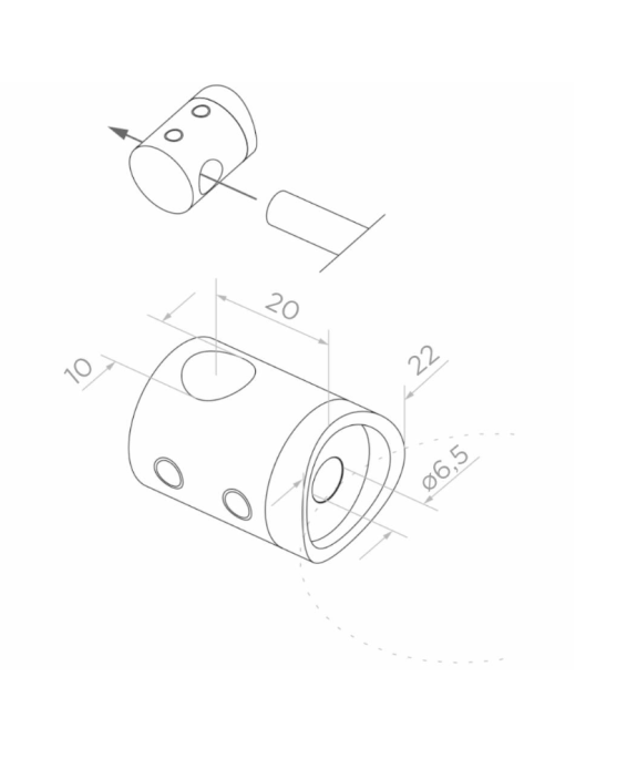 Uchwyt przelotowy do pręta fi 10/22 mm satyna