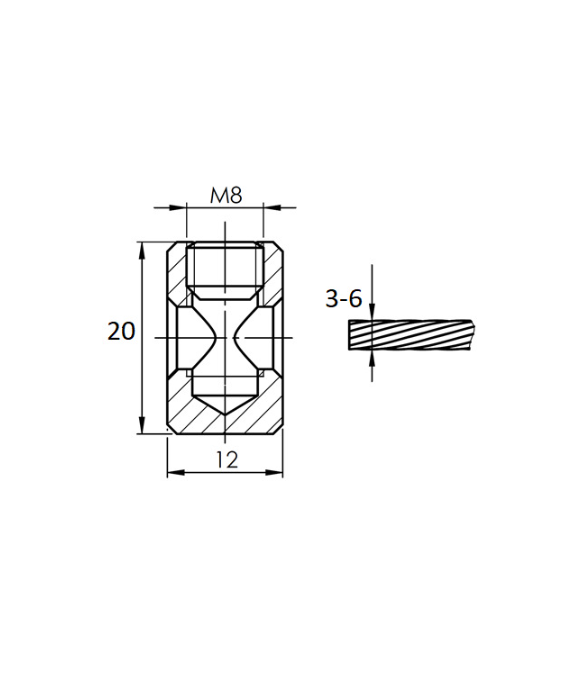 Element kontrujący dla linki fi 3 - 6 mm