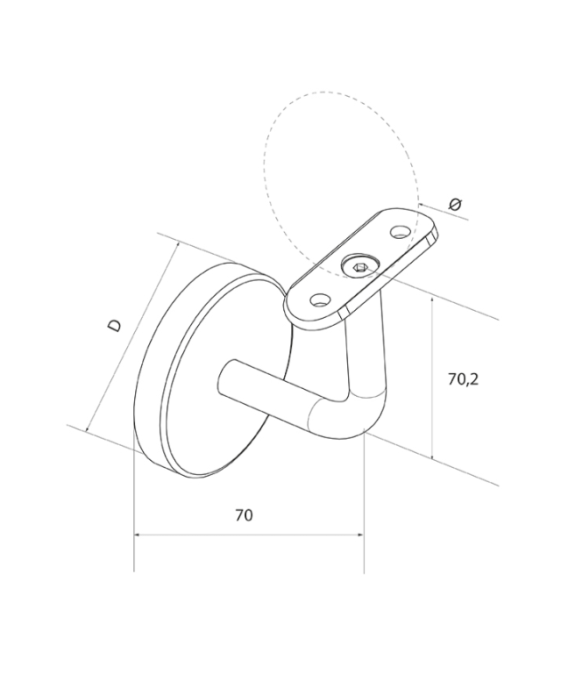 Mocowanie poręczy fi 42,4 z maskownicą fi70x12 mm satyna