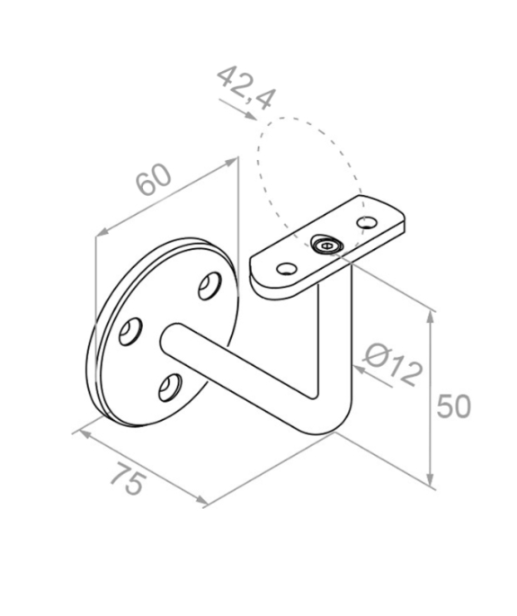 Uchwyt poręczy na rurę fi 42,4 satyna