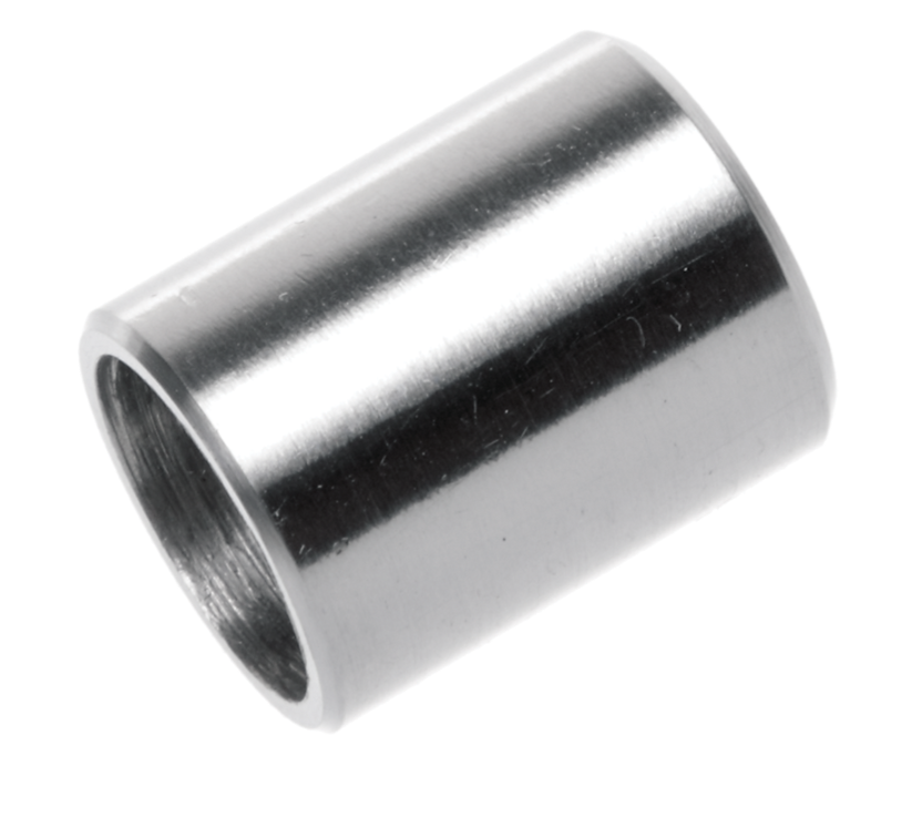 Metalowa tuleja cylindryczna o powierzchni polerowanej, wykonana ze stali lub aluminium, z otwartym środkiem przez całą długość elementu.