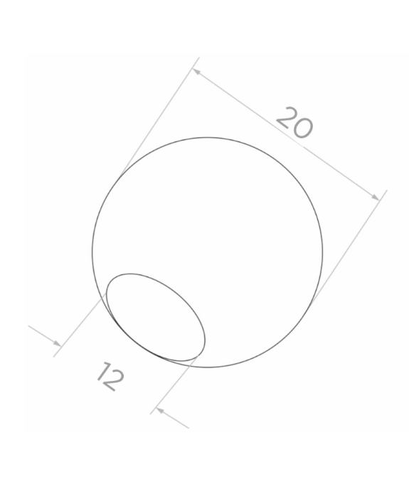 Kula wklejana fi 20 mm, otwór fi 12 mm satyna