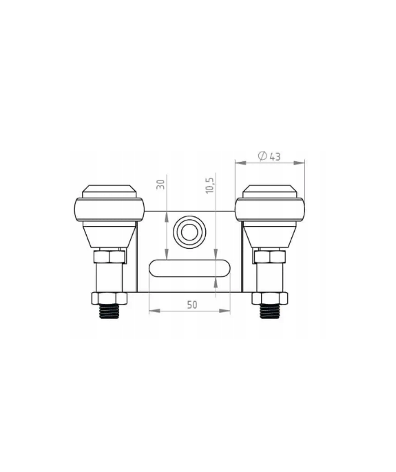 Uchwyt do bramy przesuwnej 50 mm z rolkami gumowymi