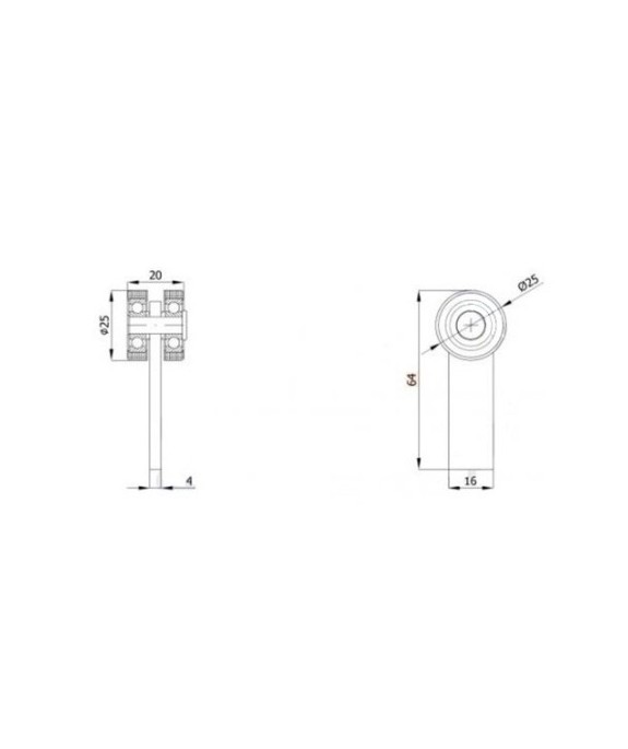 Wózek jezdny podwieszany 2 rolkowy z tworzywa do profilu 30x30
