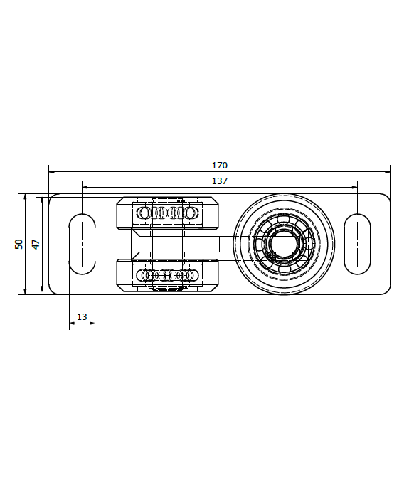 Wózek jezdny podwieszany 3 rolkowy z tworzywa do profilu 60x60