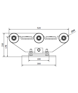 Wózek jezdny metalowy 8 rolkowy do profilu 100x100