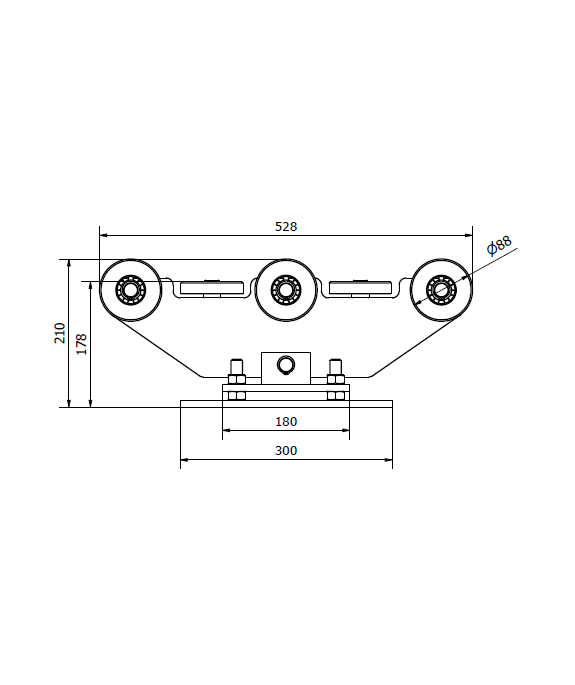 Wózek jezdny metalowy 8 rolkowy do profilu 100x100
